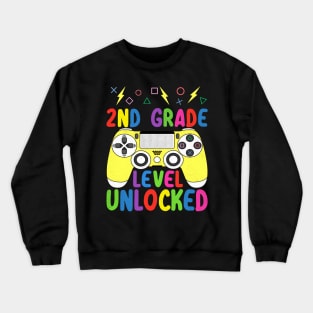 2nd Grade Level Unlocked Funny Gamer Shirt Back To School Video Gamer Crewneck Sweatshirt